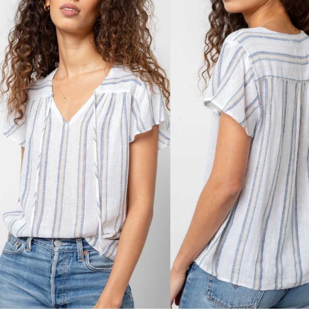 Rails Viera Short Sleeve Peasant Top in Ryland Stripe Size Small